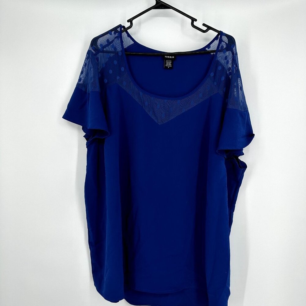 Torrid Blouse Women's Bright Blue Lace Detail Size 4X